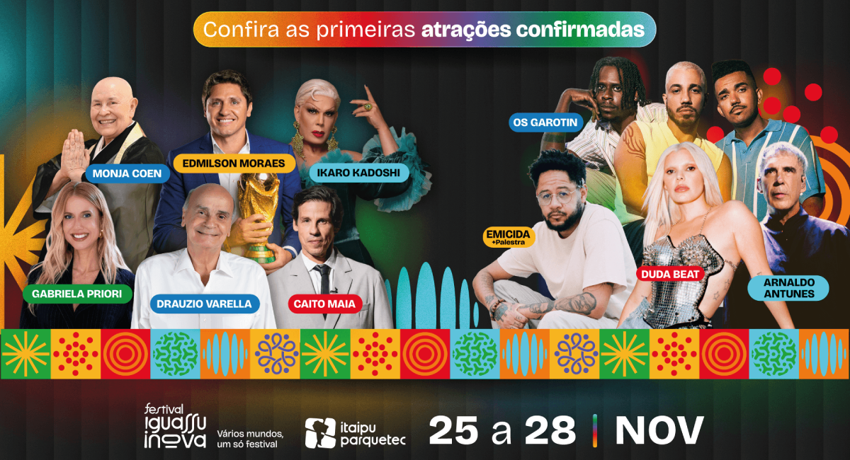 Festival Iguassu Inova anuncia Emicida, Duda Beat e Drauzio Varella entre os grandes nomes da programação de 2026  